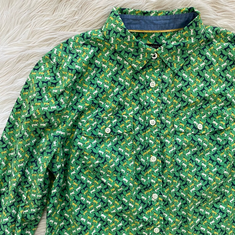 Talbots Green Patterned Button-Down Shirt - Picture 3 of 10